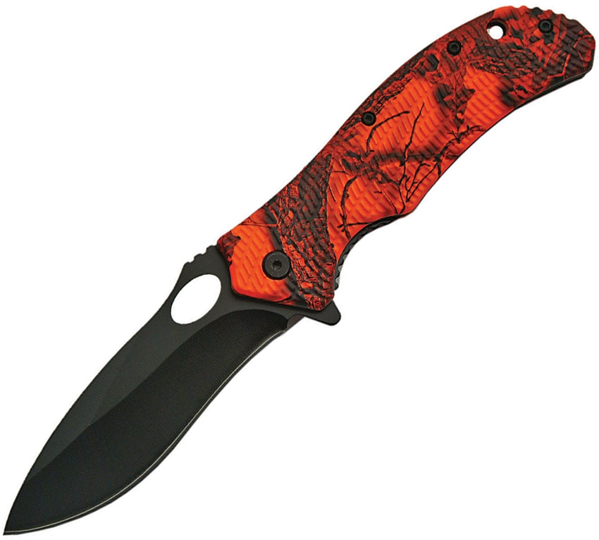 China Made CN300396OR Fire Starter Linerlock Knife, Orange