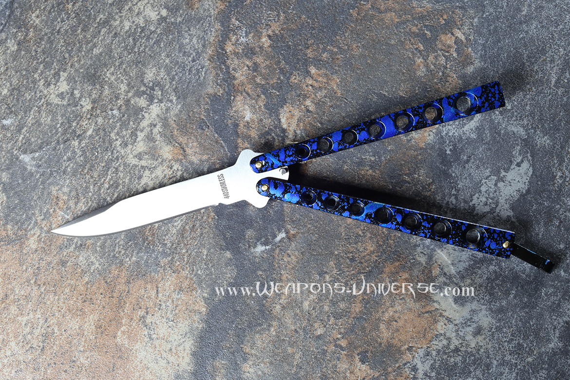 Classic Blue Grunge Butterfly Knife