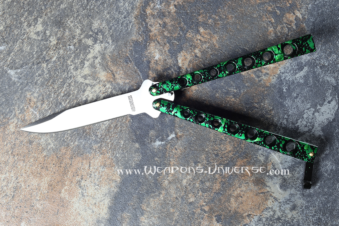 Classic Green Grunge Butterfly Knife