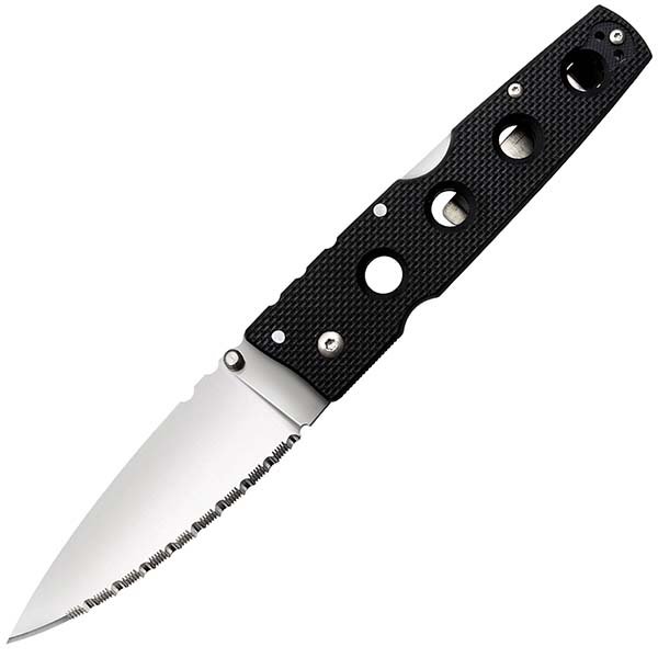 Cold Steel 11HCLS Hold Out II, Black G10 Handle, Spear-Point Serrated