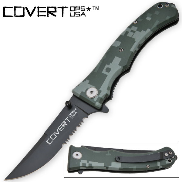 Covert Ops Rescue Spring Assisted Knife, Camo