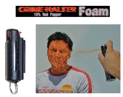 Crime Halter 1/2 Ounce Foam Pepper Spray, Hard Shell
