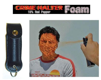 Crime Halter 1/2 Ounce Foam Pepper Spray, Leather Case