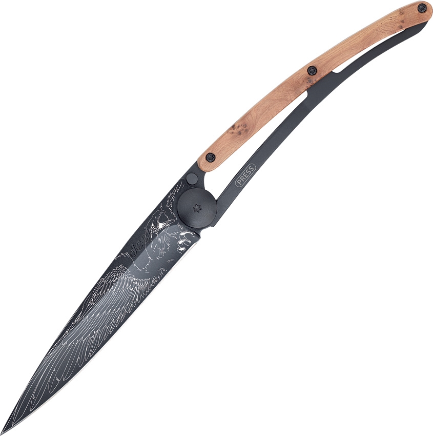 Deejo DEE1GB108 Biker Eagle Knife, Black