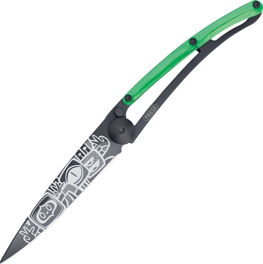 Deejo DEE1GB112 Street Peace Knife, Green, Black