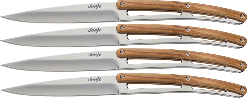 Deejo DEE4AB001 Steak Mirror Knives, Olive, Wood