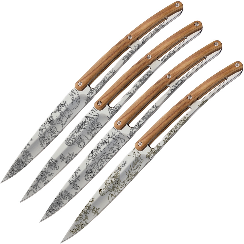 Deejo DEE4AB011 Steak Mirror Toile De Jouy Knives