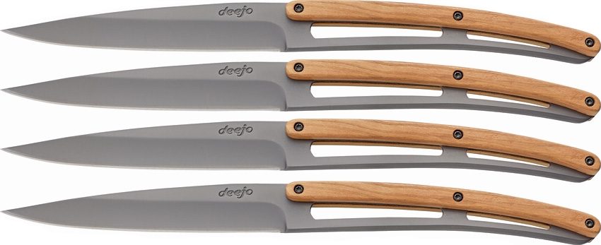 Deejo DEE4FB001 Steak Titanium Knives, Olive