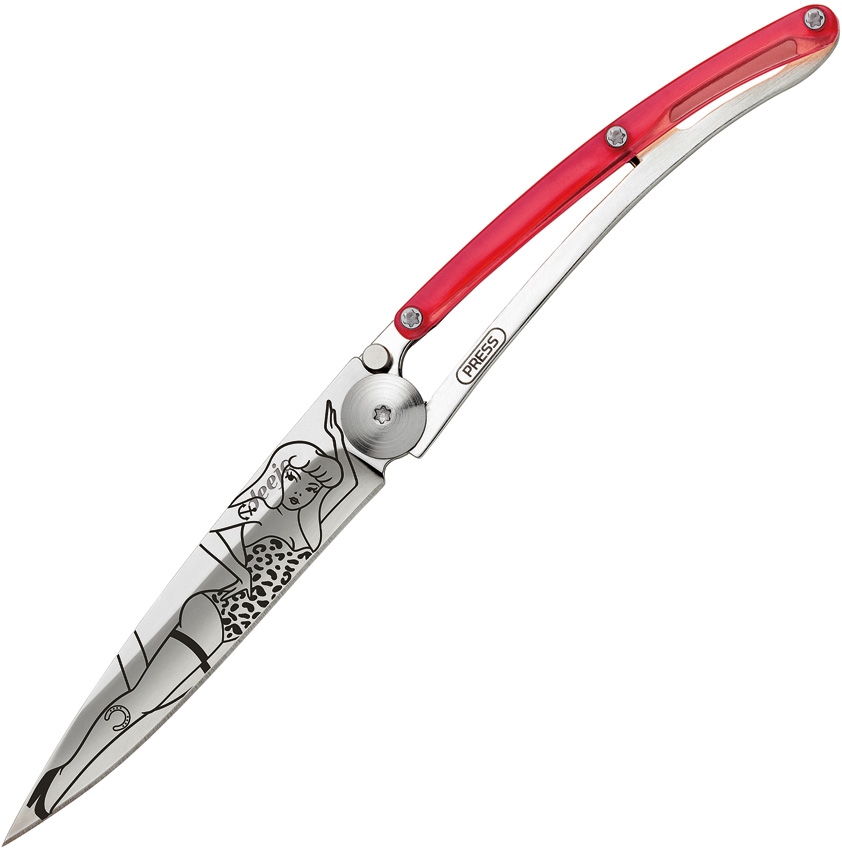 Deejo DEE9AP024 Tattoo Pin Up Knife, Red