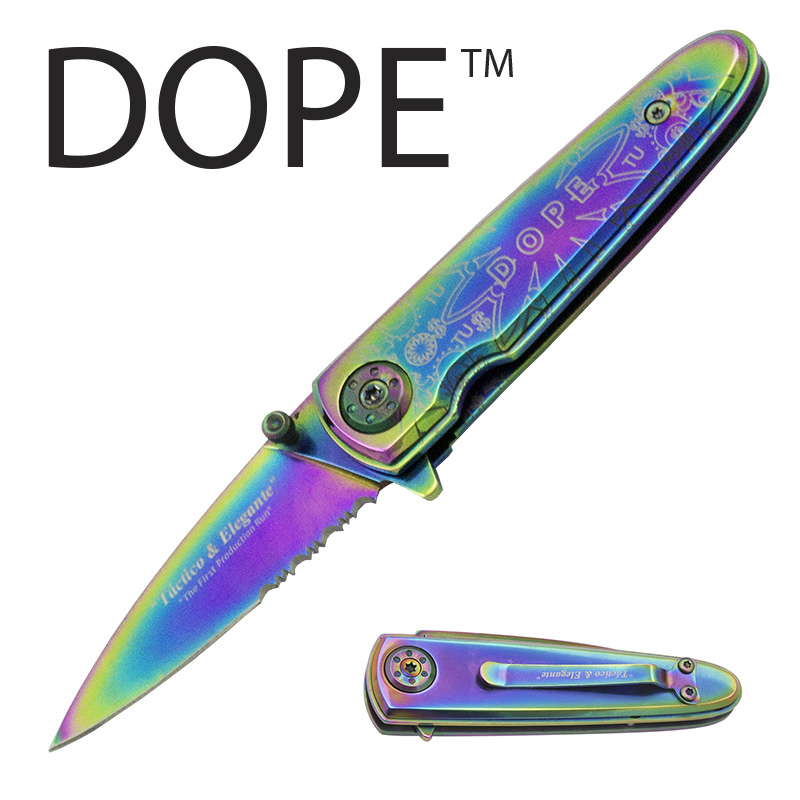 Dope Floral Star - Trigger Action Knife - All Rainbow