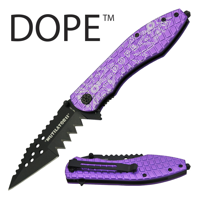 DOPE Star Floral Mutilator - Spring Assisted Knife,  Purple
