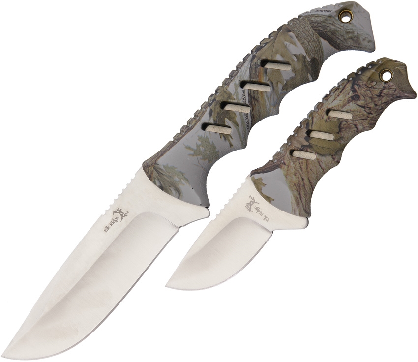 Elk Ridge ER532CA Fixed Blade Two Piece Set Knives, Camo