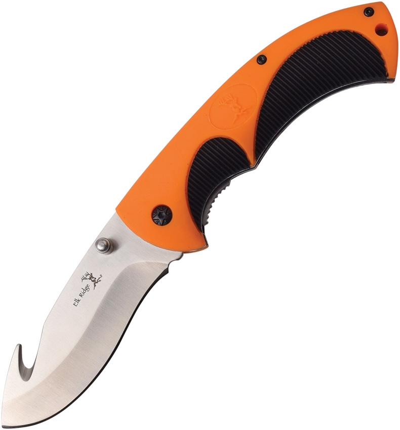 Elk Ridge ER935G Linerlock Guthook Knife, Orange, Black