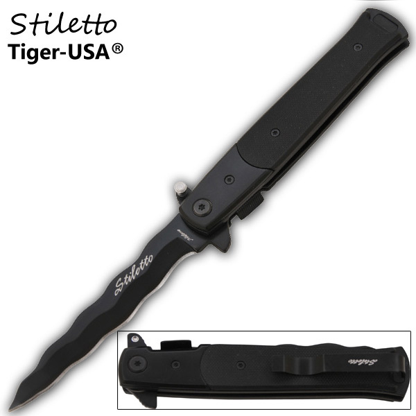 Godfather Stiletto Style Kriss Blade Knife - P-109-BBK-KR