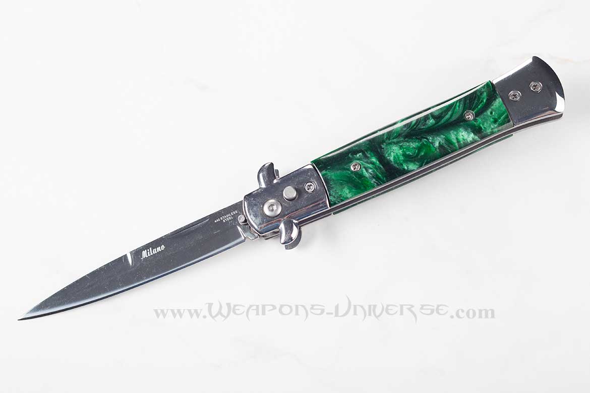Green Marble Deluxe Switchblade Automatic Knife