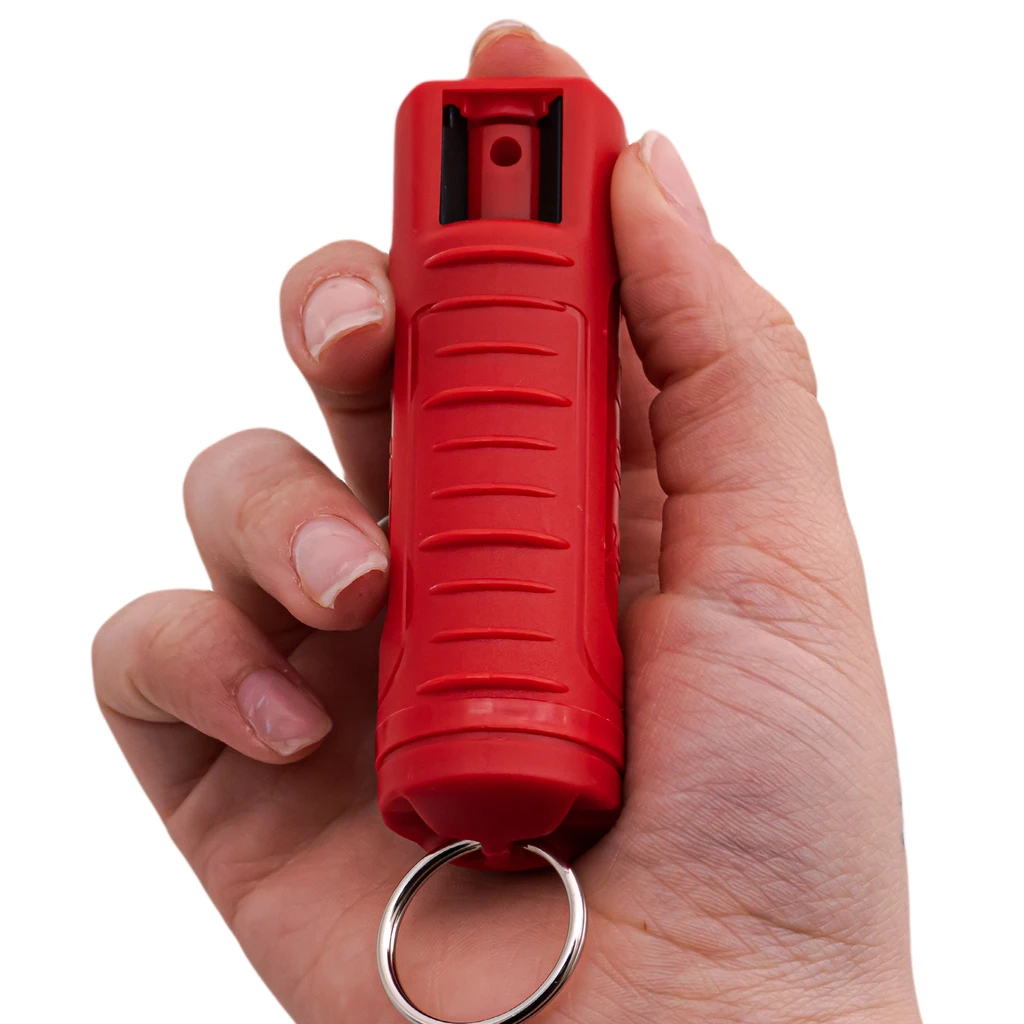 1/2 Ounce Leather Pouch Keychain Pepper Spray, Red