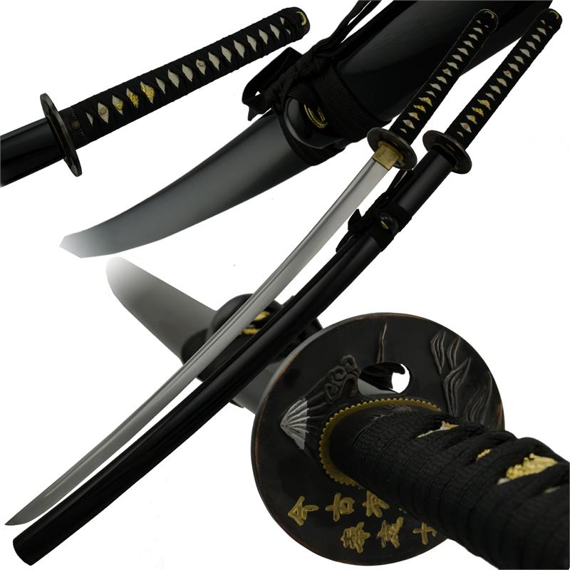 Handmade Full Tang Handcrafted Samurai Sword Scabbard, Black - H-26