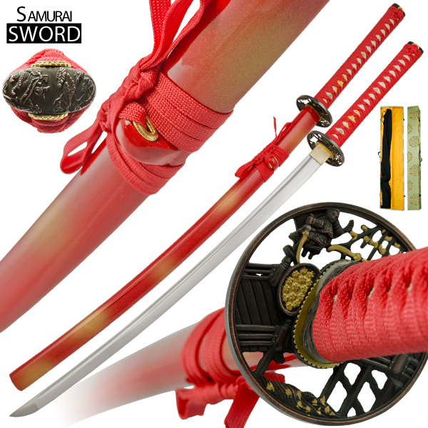 Handmade Red Dead Full Tang Samurai Katana Sword Set