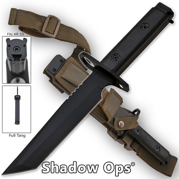 Heavy Duty Shadow-Ops Bayonet - Black (Tanto) YF-01-T