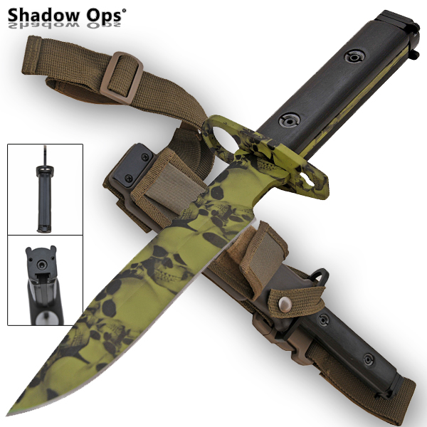 Heavy Duty Shadow Ops Bayonet Undead Skull - Drop Point YF-02-GR