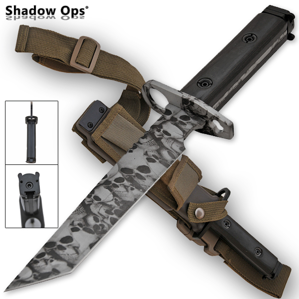 Heavy Duty Shadow Ops Bayonet Undead Skull - Tanto [Grey] YF-01-SL