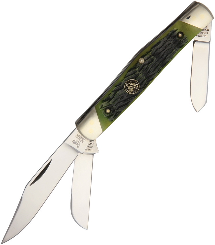 Hen And Rooster Hr Agb Stockman Antique Green Knife