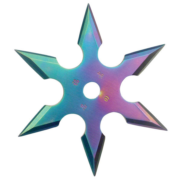 Hexagonal Shuriken, Semi-Pro, 6 Pointed, Rainbow, 4 inches