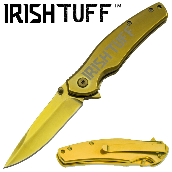 Irish Tuff Gold Drop Point Folder