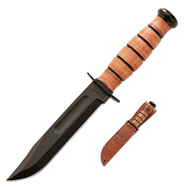 KA-BAR 1220 US Army Knife, Leather Hndl, Plain