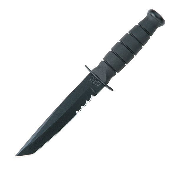 KA-BAR 1255 Short Black Tanto Knife, Serrated