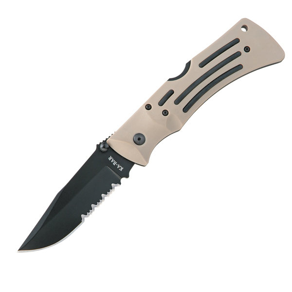 KA-BAR 3053 Desert Mule Folder Knife, Serrated