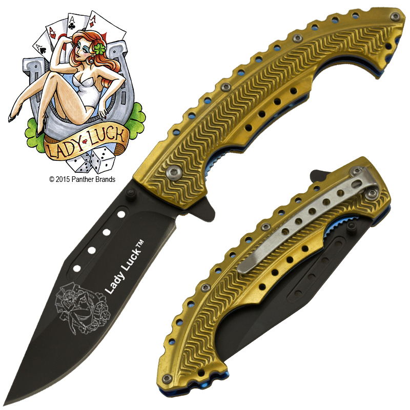 Lady Luck Gold Spring Assisted Knife