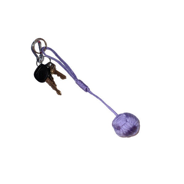 Large Self Defense Monkey Fist Keychain, Purple