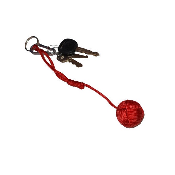 Large Self Defense Monkey Fist Keychain, Red