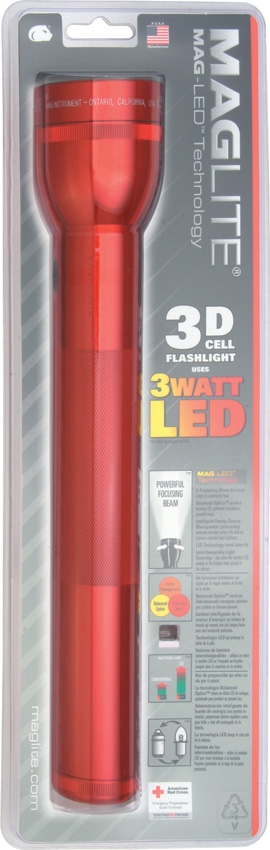 Mag-Lite ML51082 3D Cell LED Flashlight, Red