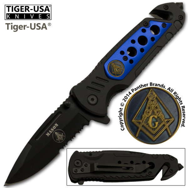 Mason Spring Assisted Tactical Knife, Blue