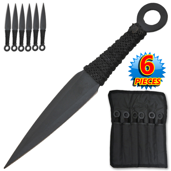 Naruto Kunai Anime 6-PC Throwing Knife Set- Black
