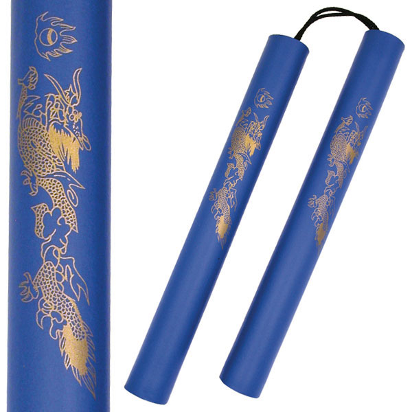 Nunchucks, Foam, Dragon, Blue, Cord