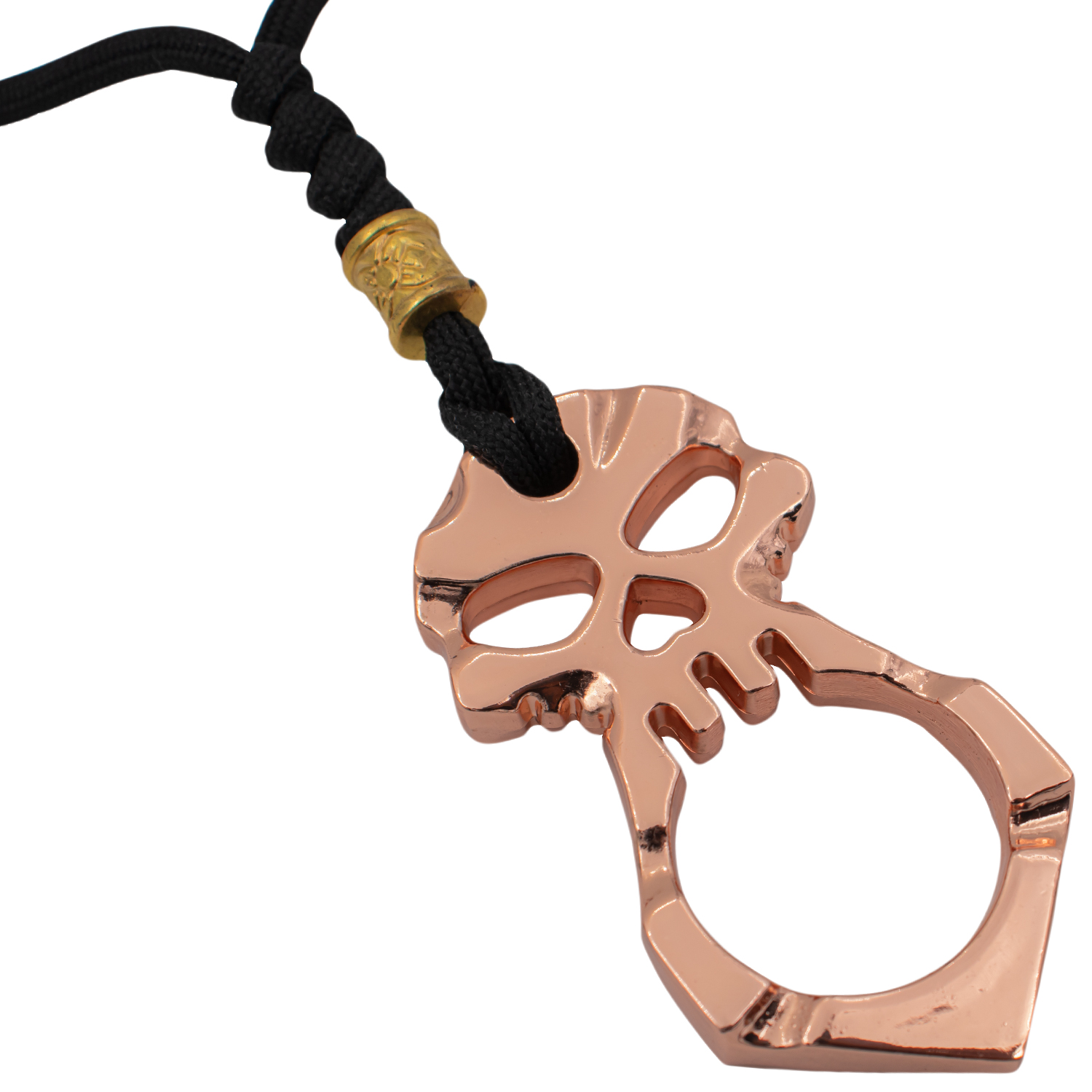 Lanyard Necklace One Finger Skull Knuckle Keychain, Copper