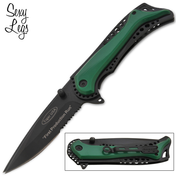 Sexy Legs Spring Assisted Folding Knife - Green