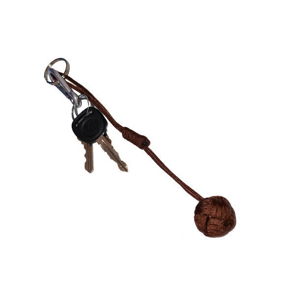Small Self Defense Monkey Fist Keychain, Coyote Brown