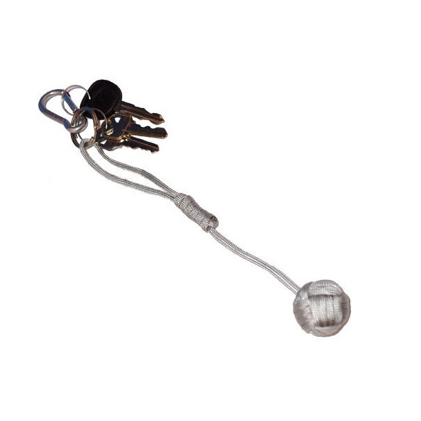 Small Self Defense Monkey Fist Keychain, Grey