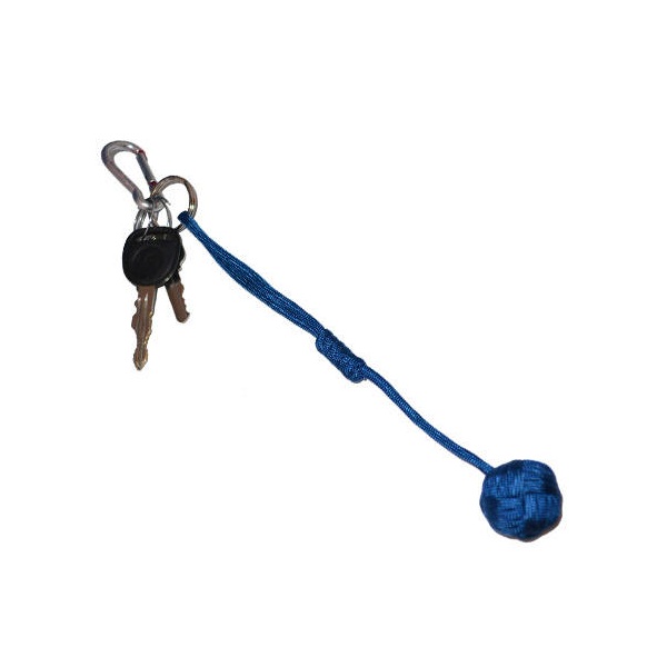 Small Self Defense Monkey Fist Keychain, Royal Blue