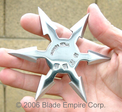 Solid Hexagonal Shuriken, Semi Pro, 4 Pointed, Silver, 4 inches