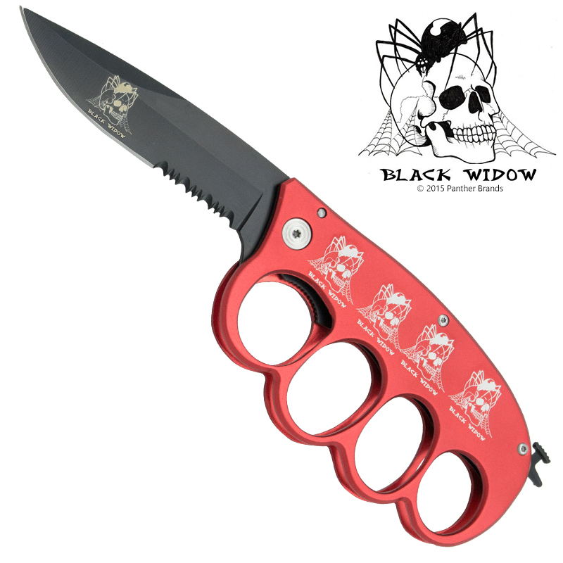 Spider Skull Trench Knuckle Knife Duster Extreme, Red