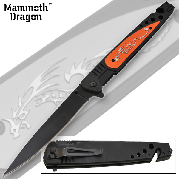 12 Inch Mammoth Dragon Rescue Knife - Orange CLD92