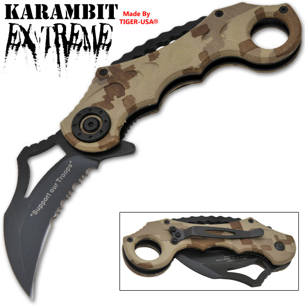 6.5 Inch Tactical Trigger Assisted Karambit Folding Knife - Camo K-317