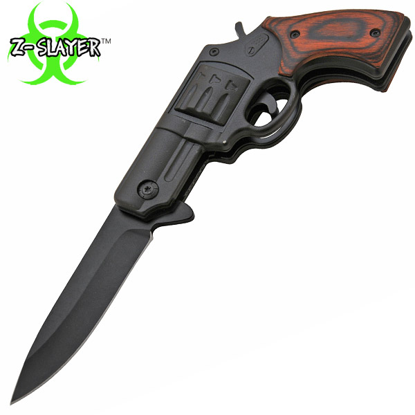 7.25 Inch Z-Slayer Undead Gasher Pistol Knife (Wood/Black) TF-706-GBW