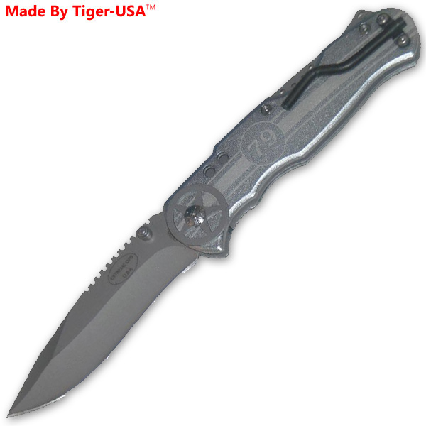 8.25 Inch Silver Racing Car Style Folding Knife W/Clip L-182-SL