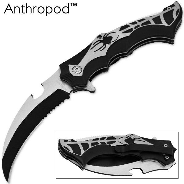 8.5 Inch Tiger-USA Spider Karambit Trigger Assisted Knife - Silver K-393-SL